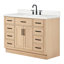 Ensemble de meuble-lavabo simple en bois massif 48 po avec lavabo en quartz Carrara de 1,5 po Tidworth-761863594-739563218