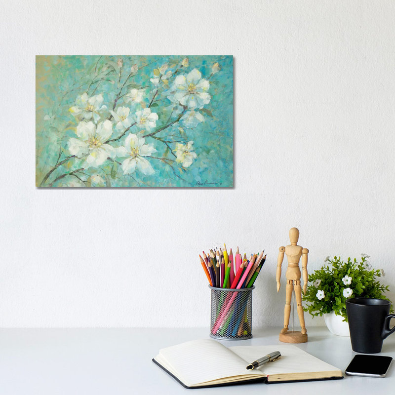 Fleurs de pommier par Ruane Manning - reproduction d'art, H 8 po x l 12 po x P 0,75 po, Toile tendue, Aucun mat