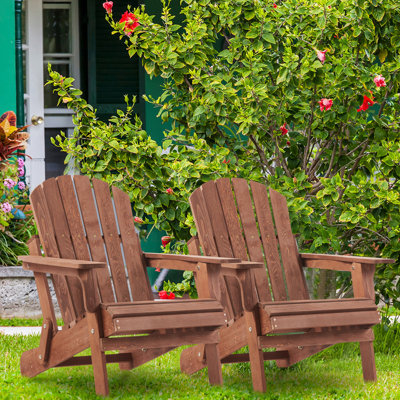 Chaise Adirondack pliante en bois surdimensionnée avec dossier et siège pré-assemblés, chaise de patio en bois pour patio