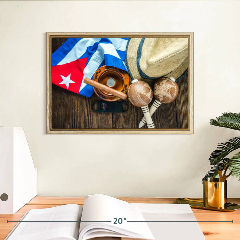 Thème du voyage cubain, Cadre flottant en bois naturel, 13 po x 9 po