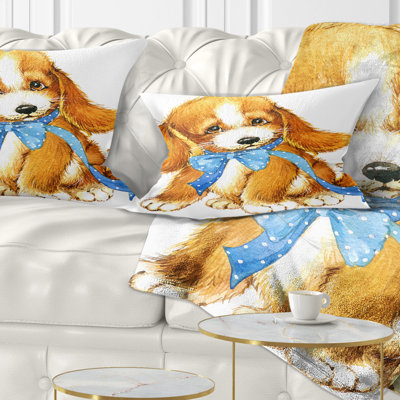Coussin lombaire en aquarelle animal jolie chiot dog