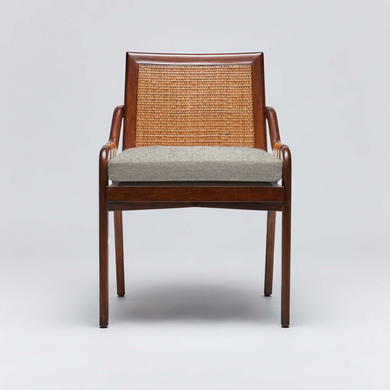 Delray 19'' H Upholstered Mahogany Armchair, Chestnut, Fog Twill