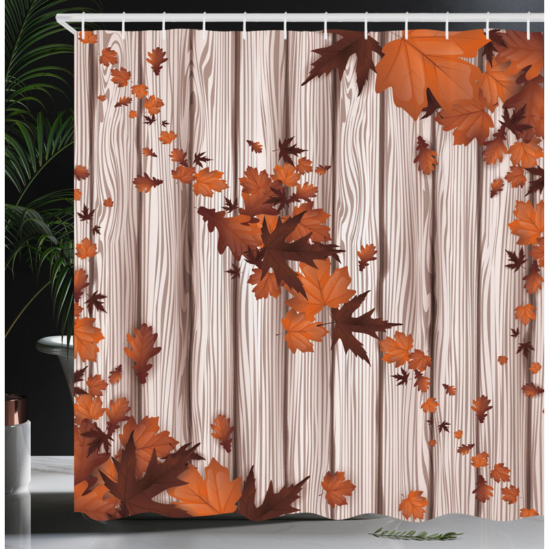Ensemble de rideau de douche et crochets Autumn, H 69 po x l 75 po, Orange brûlé