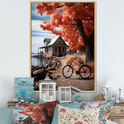Rouge et gris Lakeouse Majestic Retreat VII - Cottage Wall Art Living Room