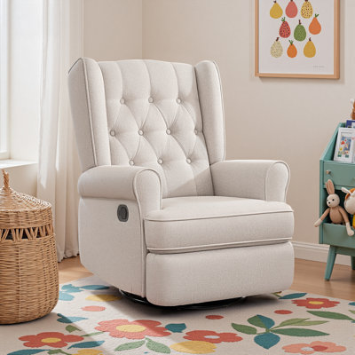 Venancia 30 Wide Swivel and Rocker Manual Recliner with Wing Back---Newly upgraded, no Velcro Arms