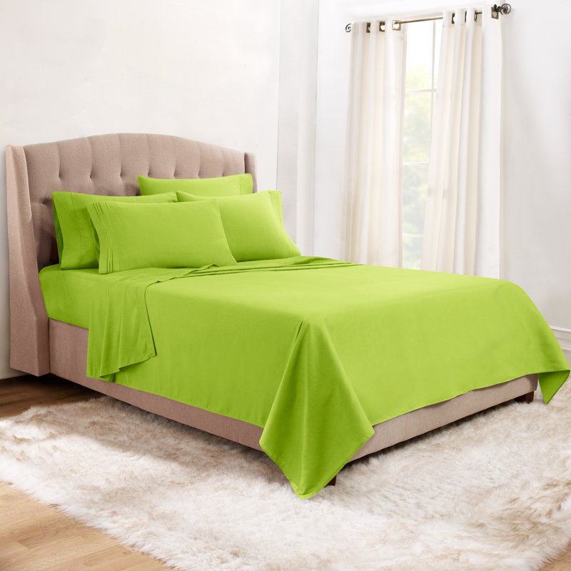 Microfiber Sheet Set, Garden Green, Full Sheet Set + 1 Fitted Sheet + 4 Pillowcases