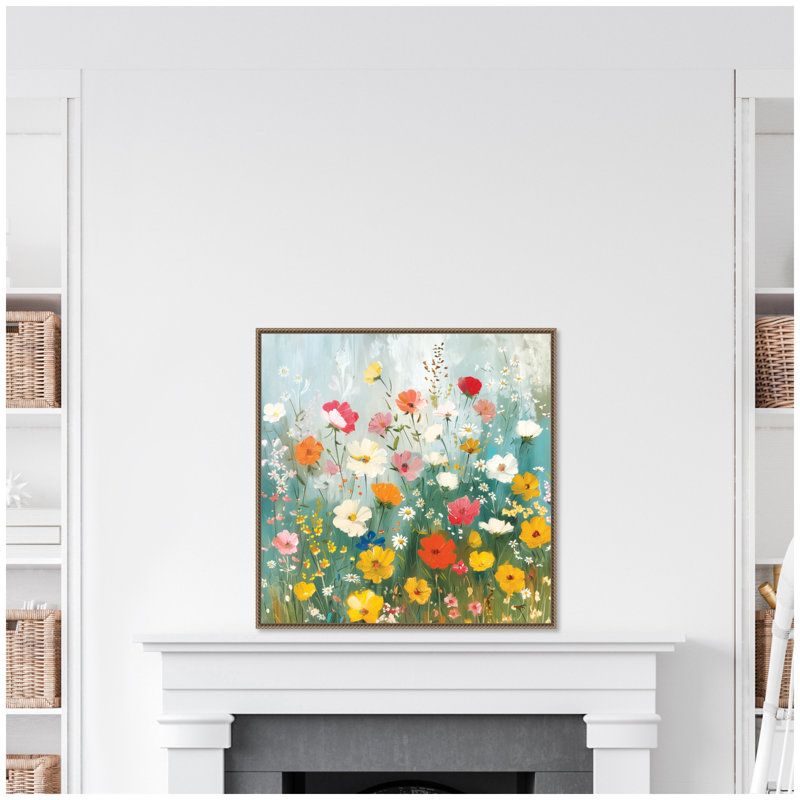 Boho Wildflower Garden by The Creative Bunch Studio Framed Canvas Wall Art Print, Gold
