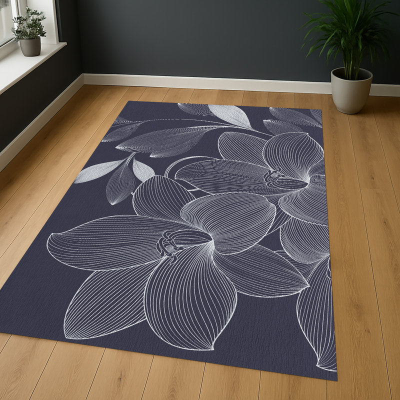 Floral Area Rug, Rectangle 90 x 150 cm