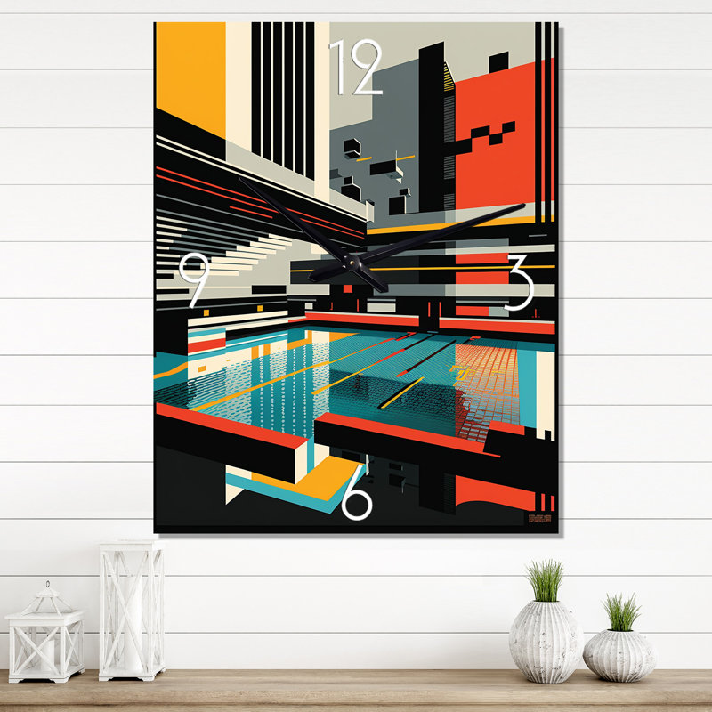 Bauhaus Retro City Architecture I - Horloge murale architecture futuriste, Grand