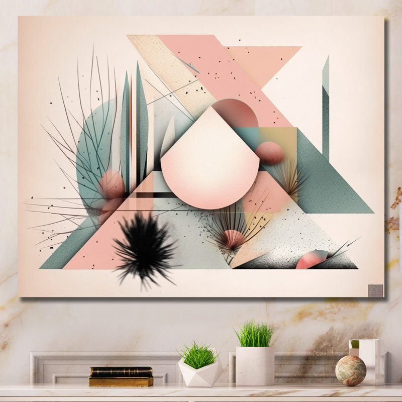 «Sharp Pastel Mountains», art mural moderne sur toile géométrique, H 12 po x l 20 po x P 1 po, Toile tendue