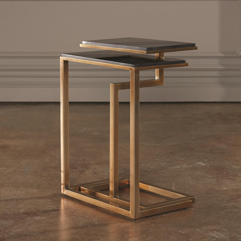 Marble Top Nesting Tables, Brass