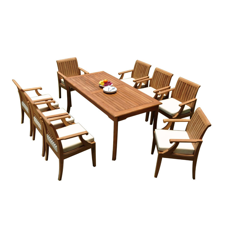 Ensemble repas 9 pièces teck Kearny