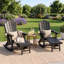 Chaise berçante pliante en PEHD Adirondack avec repose-pieds, porte-gobelet et base amovible-17830161
