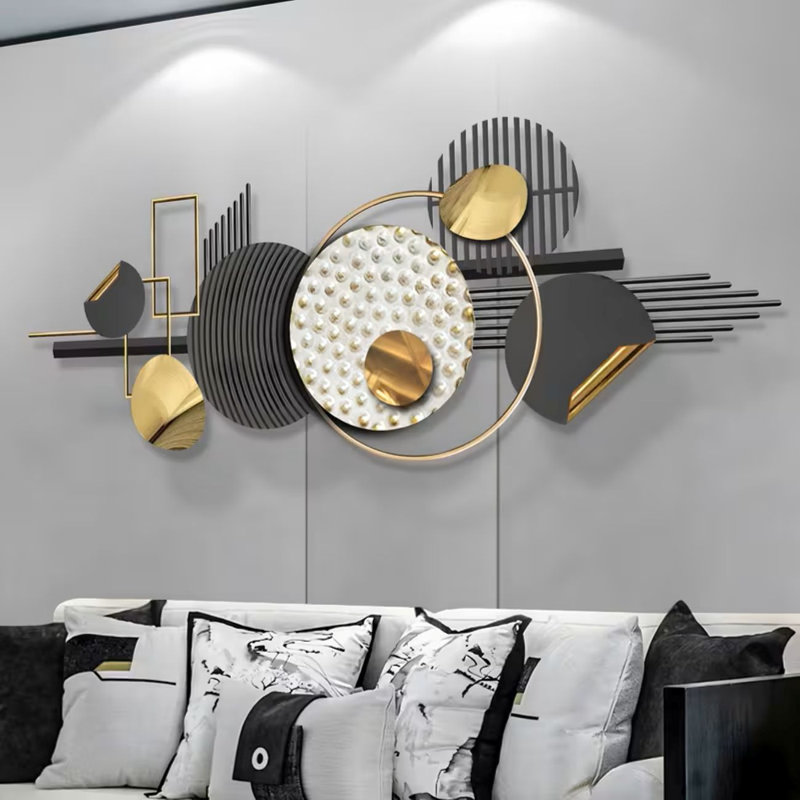 Grand art mural en métal 59 po x 22,6 po 3D Silhouette murale abstraite minimaliste pour le salon, la chambre à coucher, le bureau, le meilleur cadeau