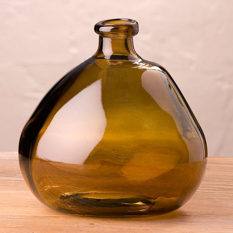 Byxbee Handmade Glass Table Vase, Mocha, 12.99" H x 12.99" W x 12.99" D