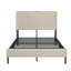Velvet Upholstered Platform Bed With Metal Slats , Metal Bed Frame With Charging Station-1593646544