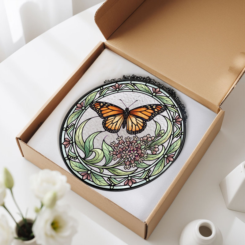 Vitrail de vitrail papillon Butterfly, 7,8 heures, 7.8"H