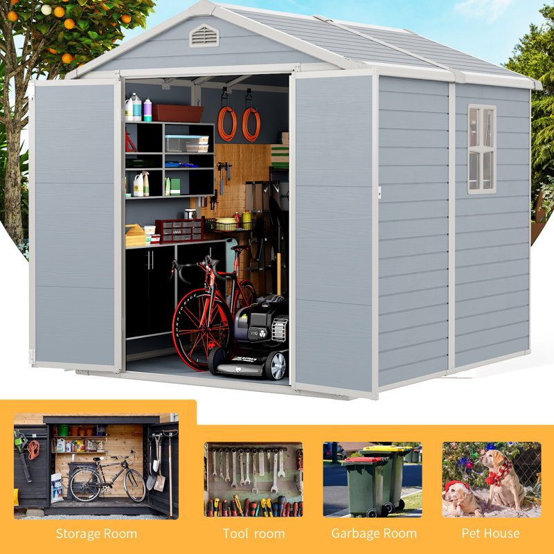 6 ft. W x 8 ft. D  Resin Storage Shed