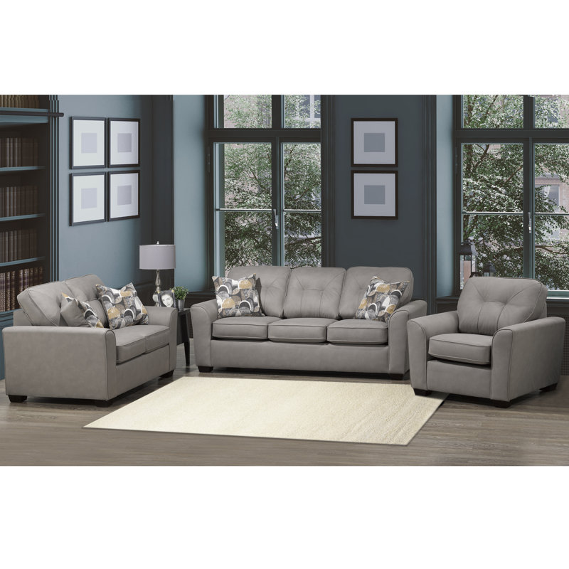 Canapé, causeuse et fauteuil rembourrés en tissu CALA, Polyester ardoise