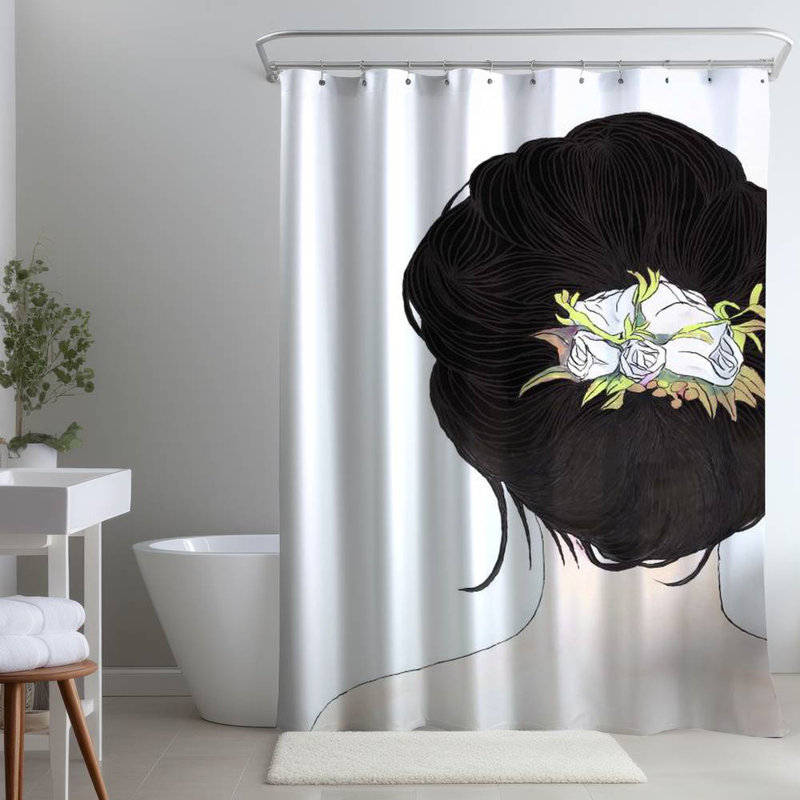 Shower Curtain FI60 – Polyester Shower Curtain, Dye Sublimation Print, 71" W × 74" L