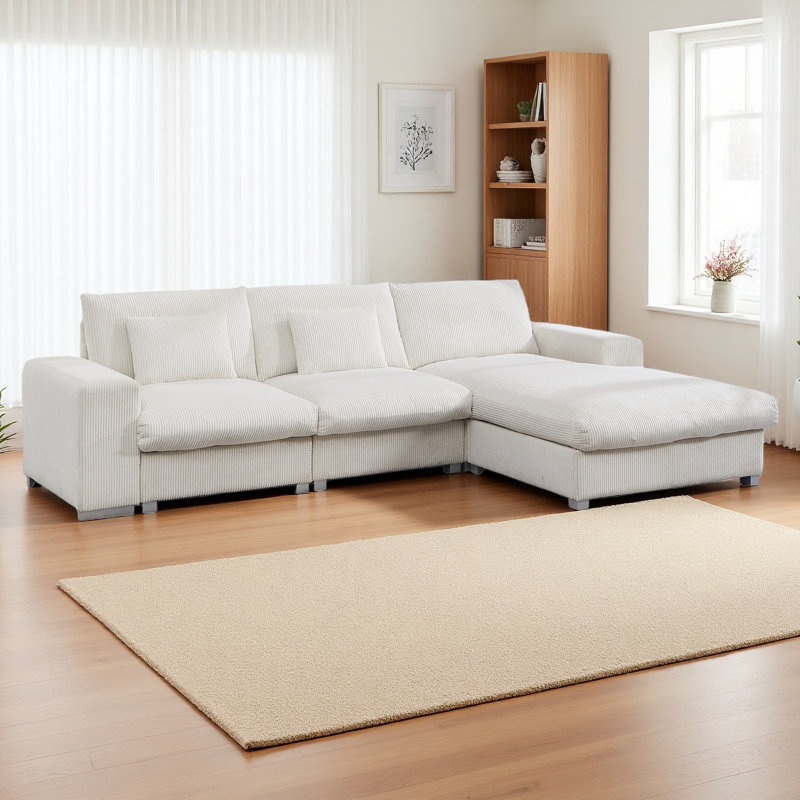 Canapé en L en forme de L, Polyester blanc