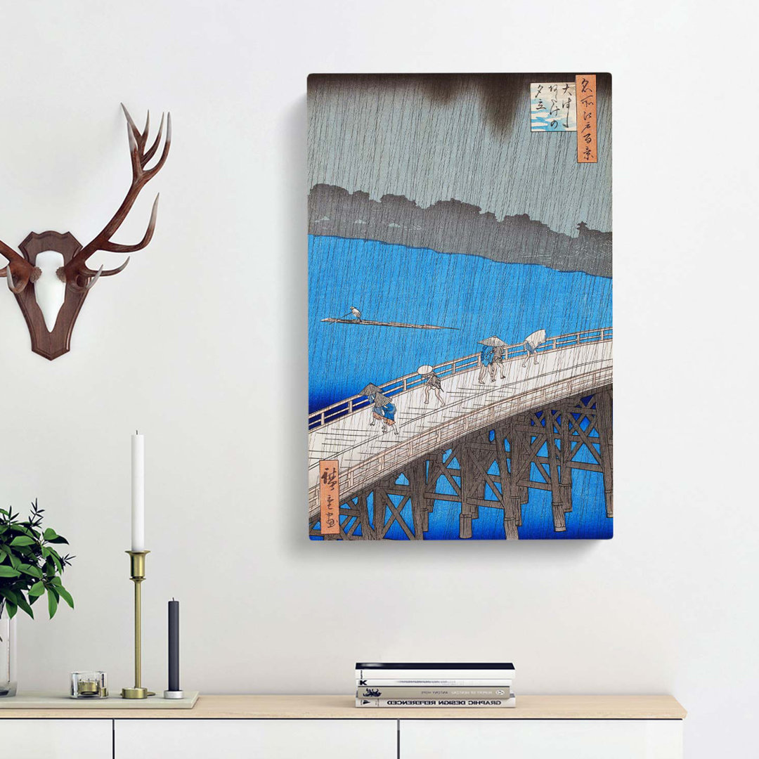 Downpour At Ohashi Bridge by Utagawa Hiroshige - Wrapped Canvas