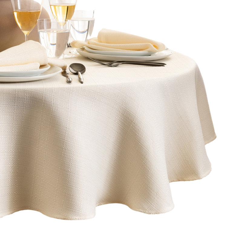 Ivory 90" Round Stain-Resistant Polyester Tablecloth