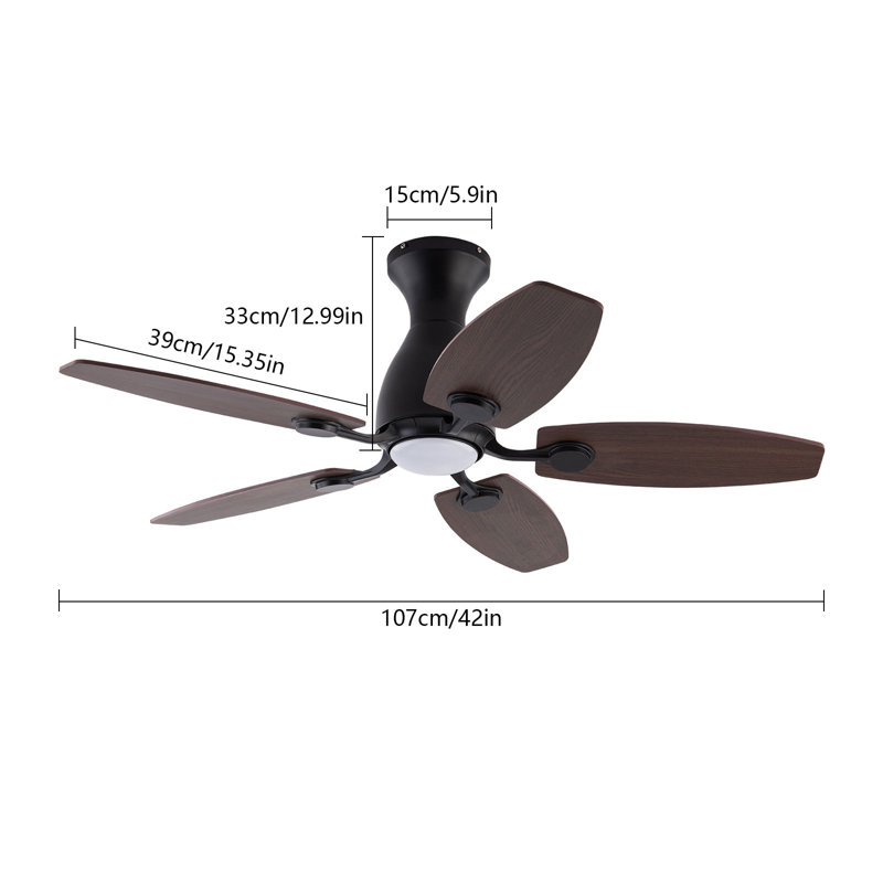 42" Modern Ceiling Fans With LED Lights and Remote Control, Black