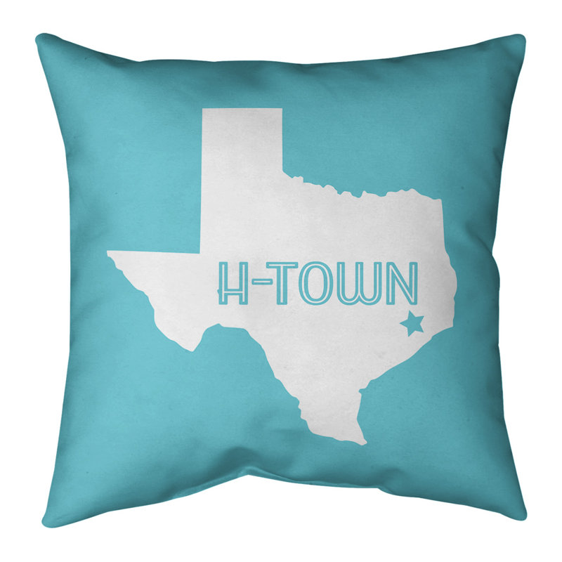 Housse de coussin, H-Town, 14 po x 14 po, Bleu sarcelle