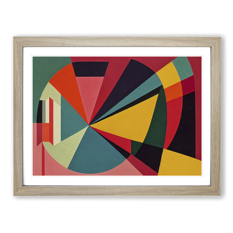 XH1022-8687X Suprematism Art Modern Vol.4 Abstract - Single Picture Frame Painting, 25cm H x 34cm W x 2cm D, Oak