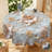 Gray Floral Waterdrop Pattern Design Machine Washable Polyester Tablecloth