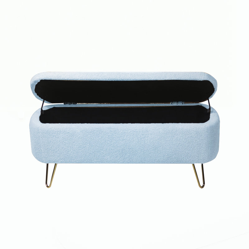 Banc de rangement avec repose-pieds pour pieds dorés, Blue, Blue