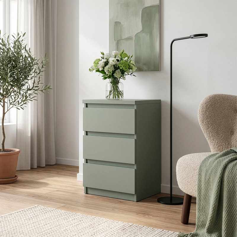 41.8cm W Manufactured Wood Bedside Table, Green