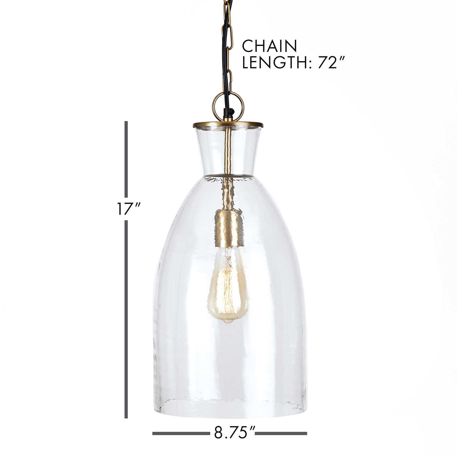 Meeni Single Light Glass Pendant, 17"