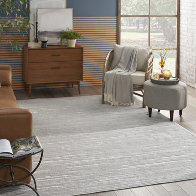 Tapis d'intérieur moderne gris clair Ebern Designs Lureatha