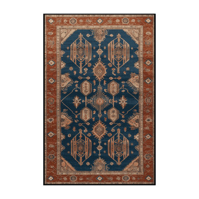 Machine Washable Art Deco Brown Area Rug