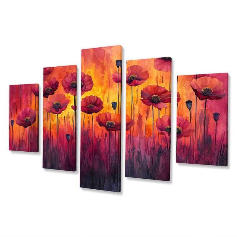Alan - coquelicots, art mural traditionnel sur toile, diamant