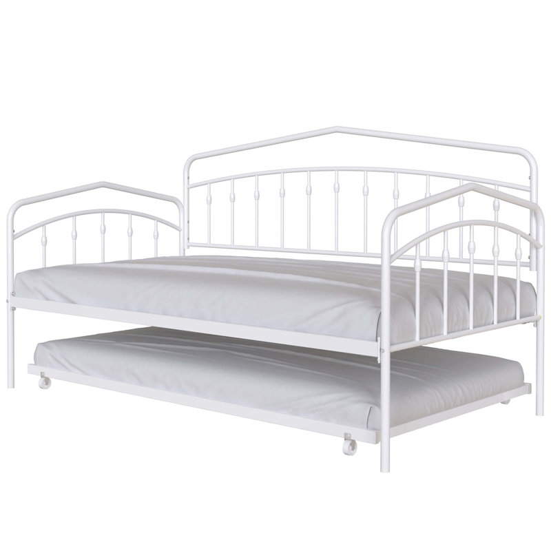 Fox Daybed With Trundle, Elegant And Simple Style, Durable Metal Frame, Anti-Noise Design, No Box Spring Needed