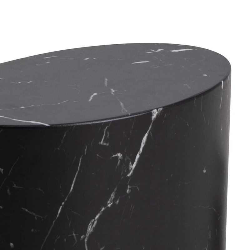 Burmaster Drum End Table Set, Black Marble