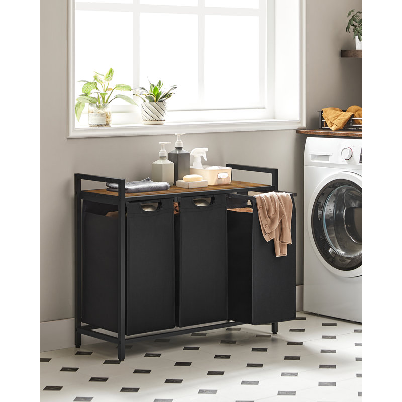 Laundry Sorter with Handles, Rustic Brown/Black