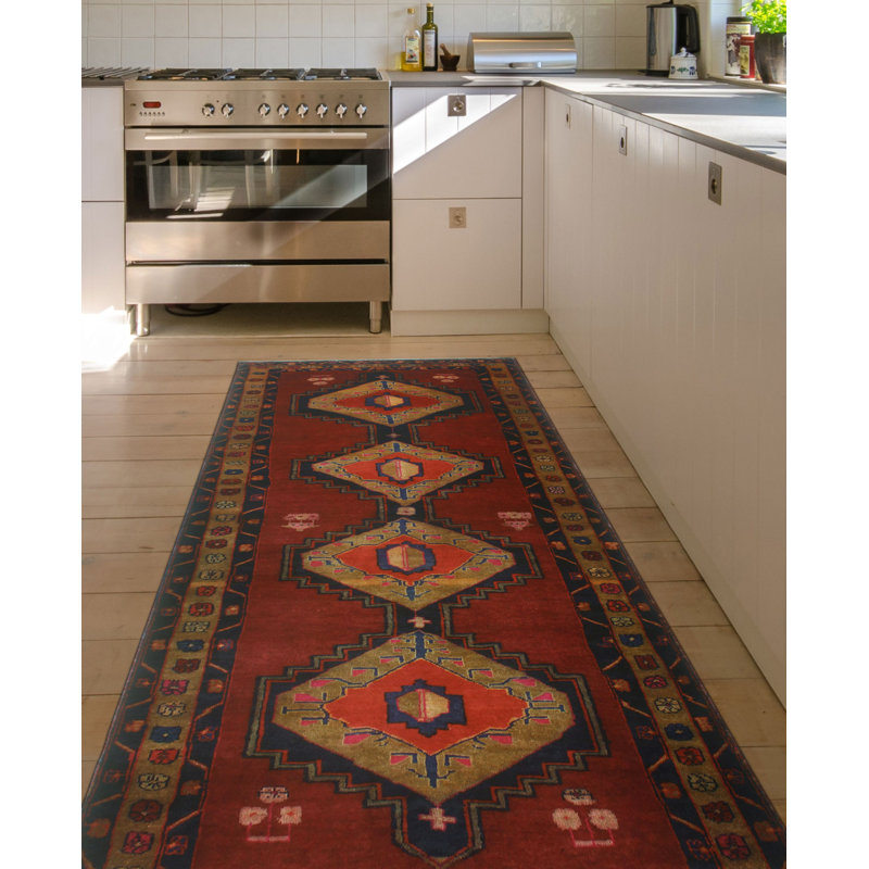 One-of-a-Kind 3'8" X 9' New Age Runner Wool Area Rug in