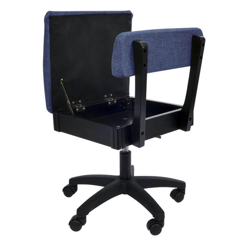 Duchess Blue Adjustable Height Swivel Sewing Chair with Storage
