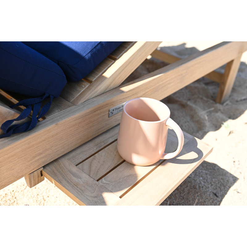 Quincy Outdoor Teak Chaise Lounge, Canvas Spa Sunbrella® Canvas