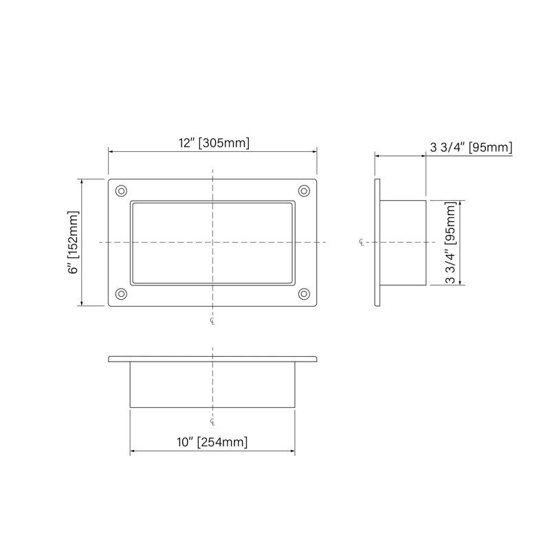 Niche ABS 6 po x 12 po x 3 po (152 mm x 305 mm x 95 mm)