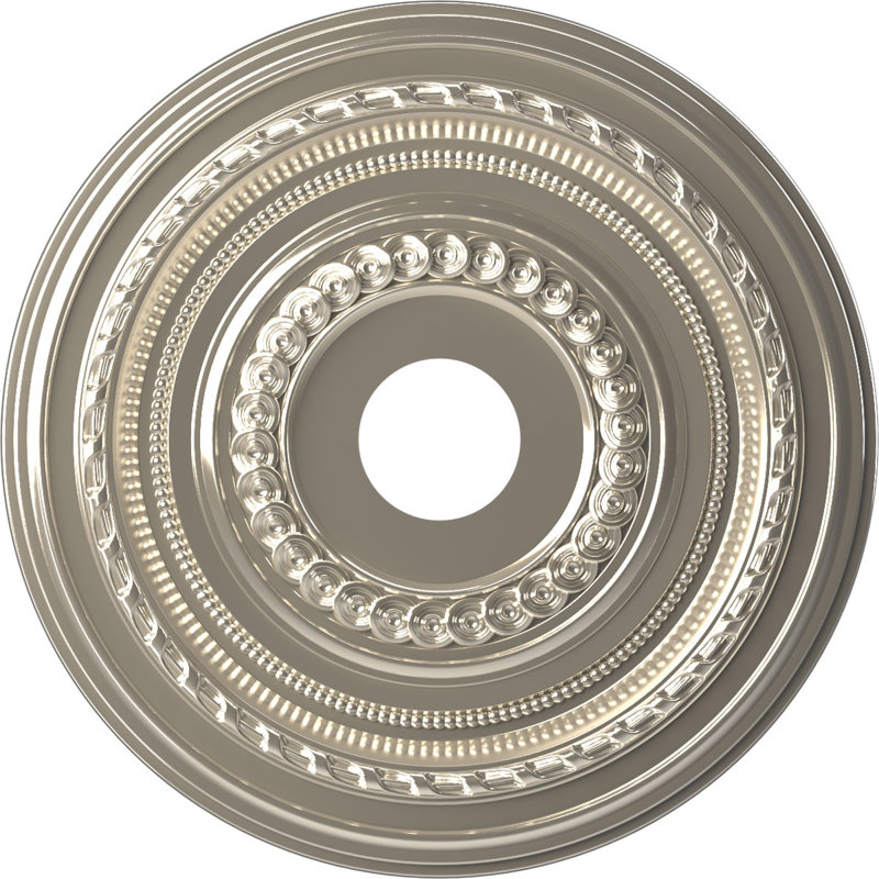 Médaillon Cole en PVC thermoformé pour plafond, Chrome brillant, H 22 po x l 22 po x P 1 po