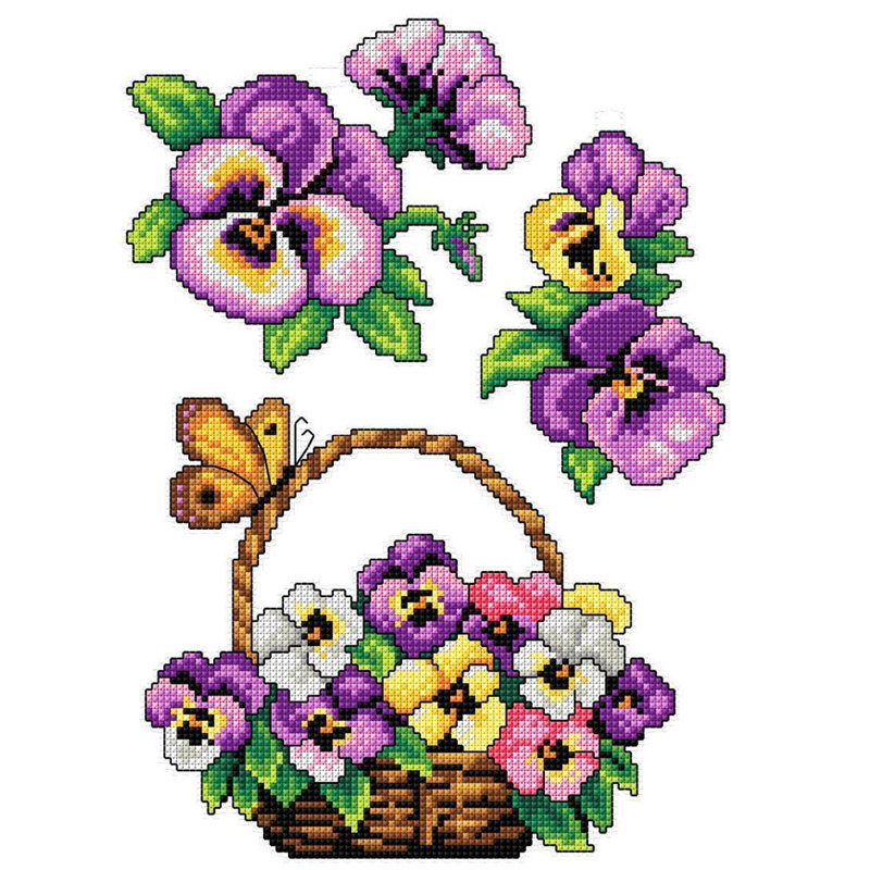 Trousse de point de croix compté « Violas » 100 CS