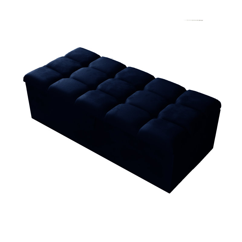 Klingler 102cm Wide Rectangle Geometric Standard Ottoman with Storage, Royal Blue