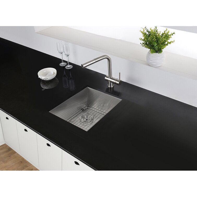 Ruvati Nesta 15'' L Undermount Single Bowl Stainless Steel Kitchen Sink   Reviews Wayfair