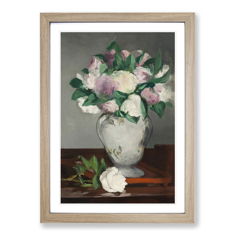Peonies by Edouard Manet - Framed Print, 65cm H x 48cm W x 2cm D, Oak Framed