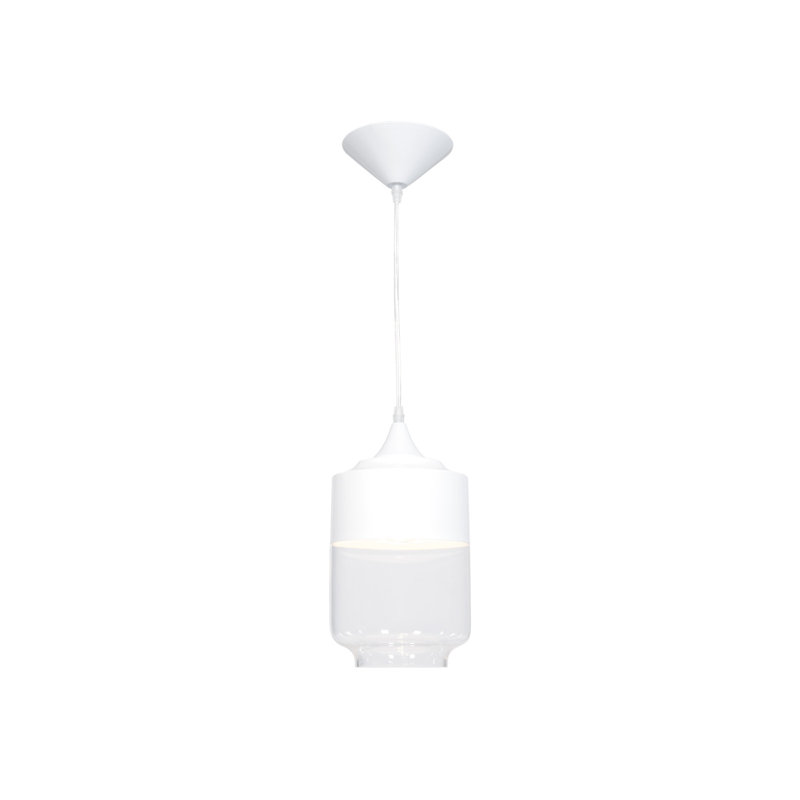 Luminaire suspendu à cylindre simple 1 lumières Emmanuelle, Blanc / Transparent